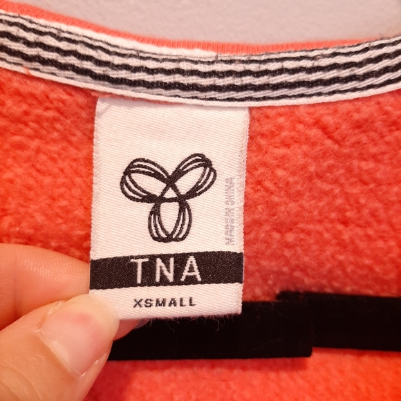 TNA Aritzia Full Zip Hoodie Sweatshirt Sweater Orange Embroidered Logo Fleece - Picture 13 of 14